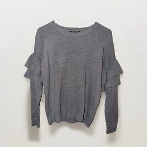 Banana Republic Ruffle at Mid-Sleeve Pullover Sweater Gray Women’s Size Small